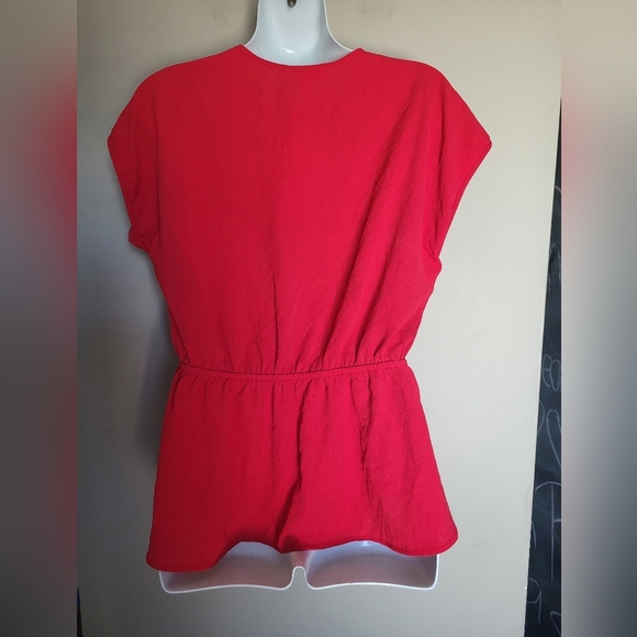 Monteau Red Wrap Blouse - Picture 2 of 2